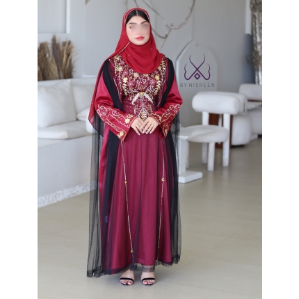 لبسة العيد الفخامة العنابي